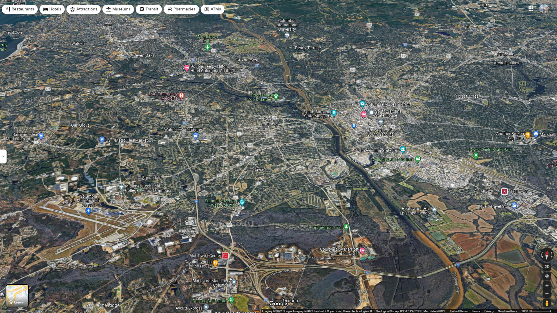 Columbia Aerial Map South Carolina